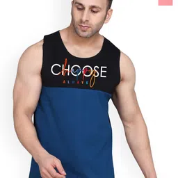 SLOWLORIS Pack Of 2 Printed Round Neck Bio-Wash Cotton Gym Vests-picture-12