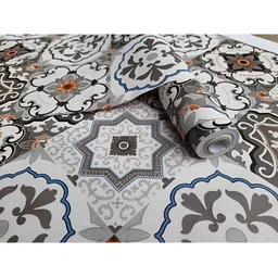 INDIAN ROYALS Grey & Orange Floral Printed Self-Adhesive & Durable Window Sticker-picture-18