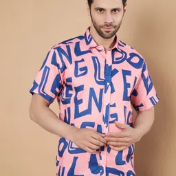 VS MALL Geometric Printed Short Sleeves Cotton Shirt-image-59