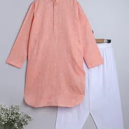 Little Clothings Boys Regular Linen Kurta with Pyjamas-50