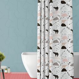 ArtzFolio White Printed Water Proof Shower Curtain-14