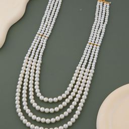 GC PREMIUM JEWELLERY Men Gold-Plated Artificial Pearls Beaded Layered Necklace-image-83