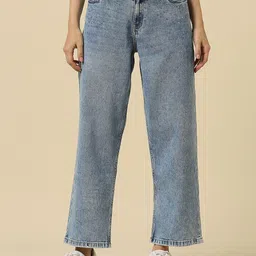 Allen Solly Woman Slim Straight Fit Mid-Rise Heavy Fade Embellished Stretchable Jeans-image-18