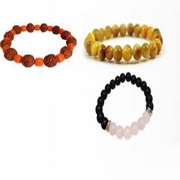 Divine souvenirs Unisex Set Of 3 Artificial Beaded Elasticated Bracelet-picture-10