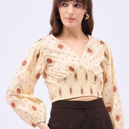 DressBerry Women Floral Print Cotton Crop Top-image-86
