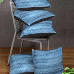 HOUZZCODE Blue Set of 5 Solid Square Cushion Covers image 1