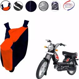 Auto Pearl Waterproof Two Wheeler Cover For TVS Heavy Duty Super XL (Orange & Blue)-image-72