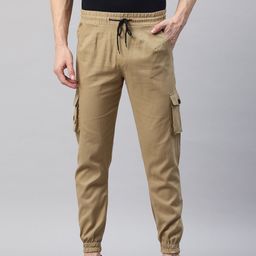 POSHAX Men High-Rise Cargo Style Joggers-image-45