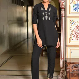 DISHWA FASHION Printed Mandarin Collar Tunic With Trousers Co-Ords-picture-56