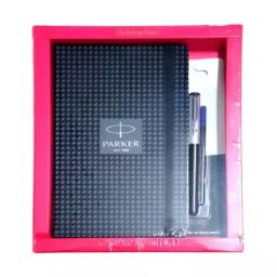 Parker BETA Chrome Plated Black Roller Ball Pen with A5 Notebook (Blue), 8901198490432-17