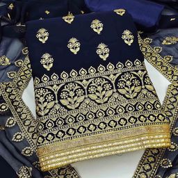 LeeliPeeri Designer Embroidered Georgette Unstitched Dress Material-image-76