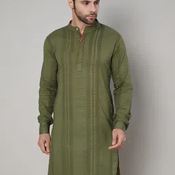 JAPER KURTI Striped Mandarin Collar Pure Cotton Kurta-picture-55