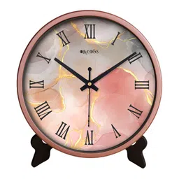 OLIVE TREE Copper-Toned & Black Printed Contemporary Round Shaped Analogue Table Clock-29