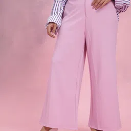 DressBerry Curve Plus Size Women Mid-Rise Flared Fit Wide Leg Trousers-image-86