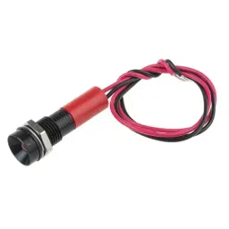 RS PRO Red Panel Mount Indicator 110V AC, Mounting Hole Size 8 mm, Termination Type Lead Wires, IP Rating IP67, Model No 7239630-9