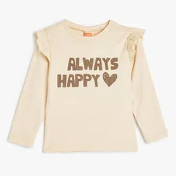 Koton Girls Typography Printed V-Neck Applique T-shirt-picture-42