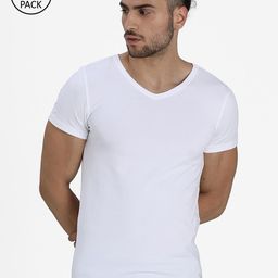 Puma Pack Of 3 Men White Cotton Basic V-Neck Vest-picture-20
