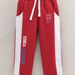 ToffyHouse Full Length Lounge Pant Text Print - Red-image-25