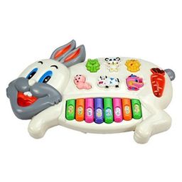 Toyshine Bunny Musical Piano with 3 Modes Animal Sounds Flashing Lights & Music- White-22