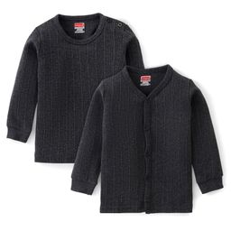 Babyhug Full Sleeves Solid Thermal Vest Pack of 2 - Dark Grey-image-94