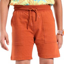 Ollington St. 100% Cotton Knit Knee Length Solid Color Shorts - Burnt Orange-image-50