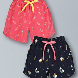 Plum Tree Pack Of 2 Pineapple & Unicorn Printed Cotton Shorts -  Blue And Pink-image-49
