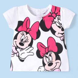 Babyhug Disney Half Sleeves Top with Minnie Mouse Graphics- White-image-83