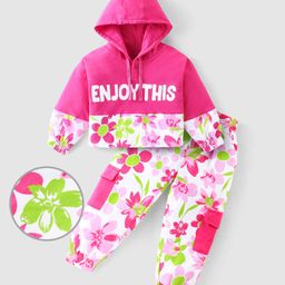 Ollington St. 100% Cotton Knit Full Sleeves Floral Printed Winter Wear Set Of   Hoodie & Cargo Joggers  - Multicolor-image-71