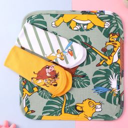 Babyhug Disney Interlock Knit Hand & Face Towels with Lion King Digital Print  Pack of 3 L 28 X B 28 cm - White & Yellow-10