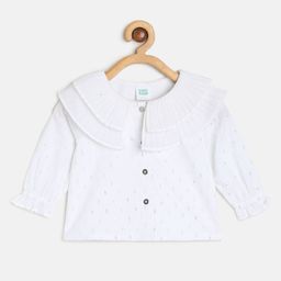 MINI KLUB Cotton Full Peasant Sleeves Abstract Foil Printed Top - White-picture-22