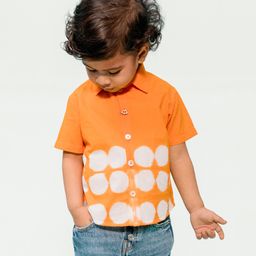 Tiber Taber 100% Cotton Half Sleeves Tie Dye Shirt - Orange-image-6