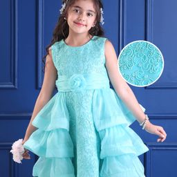 Mark & Mia Woven Sleeveless Party Dress with Floral Applique & Embroidery - Sea Green-image-27