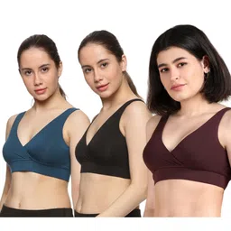 &Circus Pack Of 3 Sleeveless Solid Maternity Nursing Bra - Multi Colour-picture-47