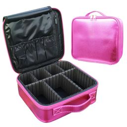 House of Quirk Makeup Box/Cosmetic Storage Case With Adjustable Compartment - Shimmer Pink-image-6