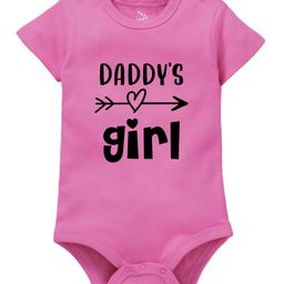 Zeezeezoo 100% Cotton Fathers Day Theme Half Sleeves Daddys Girl Text Printed Onesie - Pink-image-46