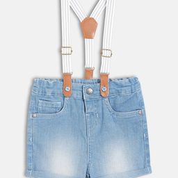 MINI KLUB Cotton Woven Washed Shorts With Suspender - Blue-picture-33
