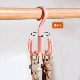 Paper Moon 4 PCS Multi-Function 360 Degree Rotatable 4 Claw Hook Hangers for Closet Organizer Clothes Hangers- Multicolor image 2