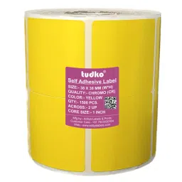Tudko 38x38 mm 80 GSM 2 UP Self Adhesive Paper Label Yellow-image-44