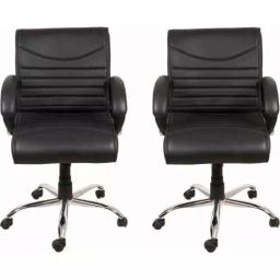 Mezonite Leatherette Black Medium Back Office Chair (Pack of 2) KI035-image-26