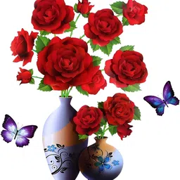 INDIAN ROYALS Red & Green Floral Printed Self-Adhesive & Durable Wall Sticker-image-6