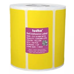 Tudko 70x30 mm 80 GSM 1 UP Self Adhesive Paper Label Yellow-image-58