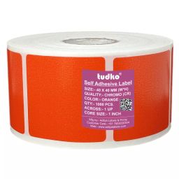 Tudko 40x40 mm 80 GSM 1 UP Self Adhesive Paper Label Orange-image-79