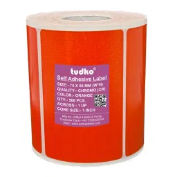 Tudko 75x50 mm 80 GSM 1 UP Self Adhesive Paper Label Orange-11