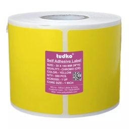 Tudko 50x100 mm 80 GSM 1 UP Self Adhesive Paper Label Yellow-image-76