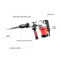 Pinaka 0835 electric corded Demolition hammer breaker 6 kg impact driver 1250 watt pointed chisel and flat chisel 17 mm Chuck Hammer Drill (17 mm Chuck Size, 1250 W)-89