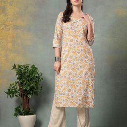 God Bless Women Floral Printed Gotta Patti Floral Kurta-15