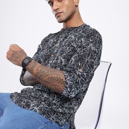 Anouk Rustic Band Collar Floral Printed Roll-Up Sleeves Kurta-26