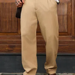 Campus Sutra Men Relaxed Fit Mid-Rise Comfort Pleated Trousers-picture-3