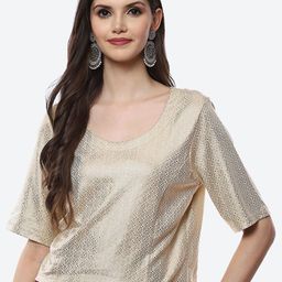 Biba Beige Geometric Printed Regular Top-4