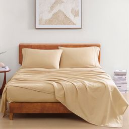 LANE LINEN Beige 144 TC King Bedsheet with 2 Pillow Covers-picture-15